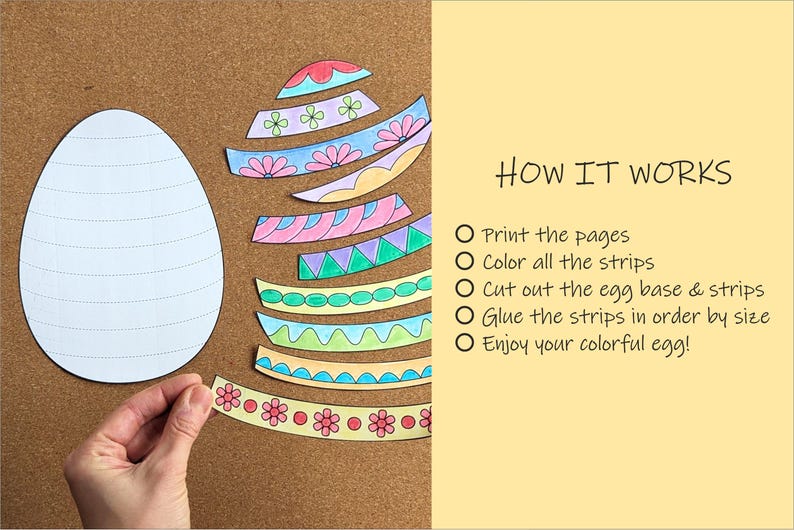 Artesanato de Páscoa em Papel Patchwork: Atividade de Recorte e Colagem de Primavera para Crianças (Modelo para Imprimir) imagem 3
