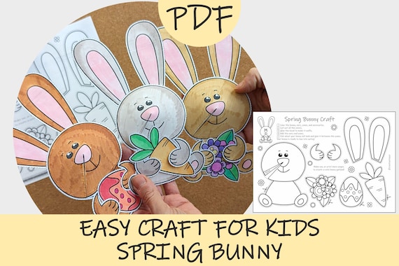 Spring Bunny Paper Craft: Easy One-Page Cut and Paste Easter Kids Activity (Printable PDF)