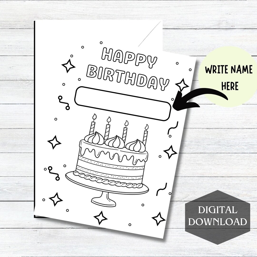 Printable Happy Birthday Card Instant Download Digital Etsy