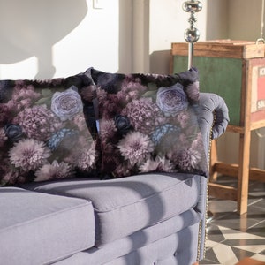 Purple Pillow Cases, Floral Throw Pillow, Summer Trend Cushion Cover, Decorative Purple Patio Pillow, Bedding Home Decor, Housewarming Gift