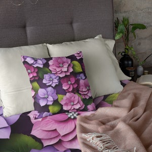 Floral Pillow Cover - Purple Pillow Covers - Purple Floral Pillow Case - Decorative Pillow - Bedroom Decorative Pillow - Housewarming Gift