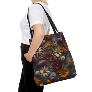 Floral Einkaufstasche, dicke Blumen Rose, Blume botanische Einkaufstasche, Schulter-Einkaufstasche, Einkaufstasche, Tapisserie Stil Tasche, minimalistische Tasche, Geschenk