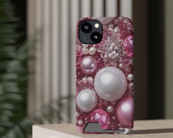 Pink Bling Phone Case - Glitter Sparkle Rhinestone - Crystal Diamond Tough Case for iPhone iPhone 13, and Samsung Galaxy S21, S22 models
