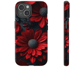 Red Floral Phone Case, Luxury Flower Cover iPhone 15 14 Pro Max 13 12 11 XR XS 7 8 SE Mini Samsung S10 S21FE S23 Plus , Samsung Galaxy Cases