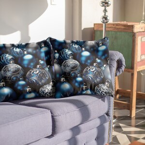 Blue Winter pillow, Cozy winter decor, Blue Winter Pillow, farmhouse decor, Floral Winter pillow cover, Christmas Pillow, living room decor