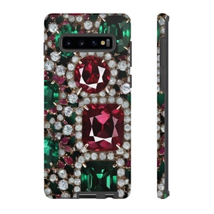 Red Green Bling Phone Case - Glitter Sparkle Rhinestone - Crystal Diamond Tough Case for iPhone iPhone 13, 14, 15, SE Samsung Galaxy
