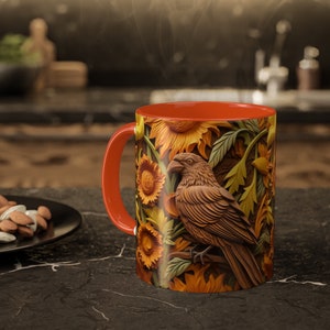 3D Carved Bird Flowers Mug - 3D Floral Bird Mug Design - 11oz Bird Flowers Mug - Coffee Mug - Gift for Coffee Lovers - Gift for her
