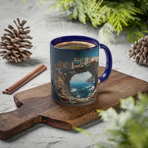3D Book Wrap Mug - 11oz Mug Design - 3D Bookshelf Mug - 3D Sea Mug Wrap - 11oz Mug - Book Lover Mug - Coffee Mug - Gift for Book Reader