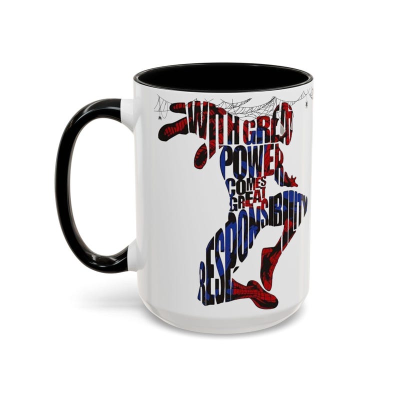 Taza de café de Spider-Man / Con cita inspiradora, silueta de cómic (325 ml/444 ml) imagen 8