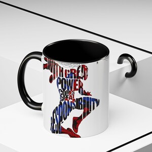 Taza de café de Spider-Man / Con cita inspiradora, silueta de cómic (325 ml/444 ml) imagen 2