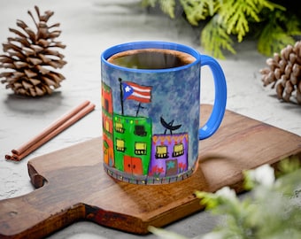 Taza colorida con el horizonte de Puerto Rico / 11 oz 15 oz