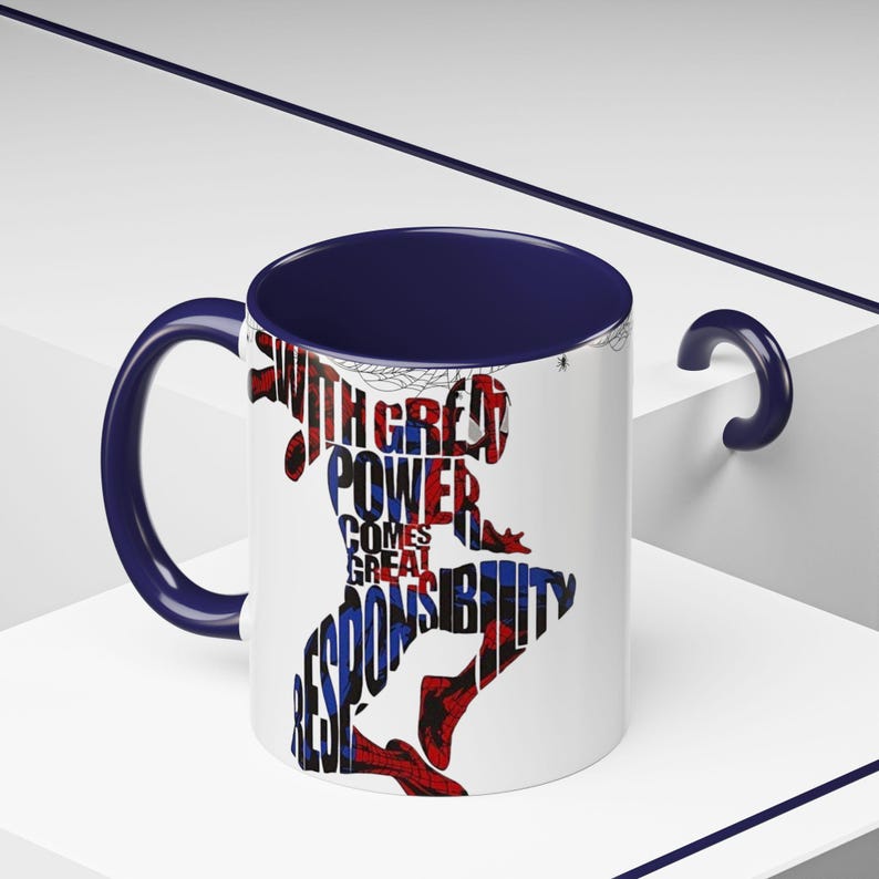 Taza de café de Spider-Man / Con cita inspiradora, silueta de cómic (325 ml/444 ml) imagen 4