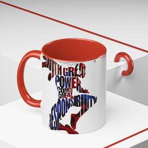 Taza de café de Spider-Man / Con cita inspiradora, silueta de cómic (325 ml/444 ml) imagen 6