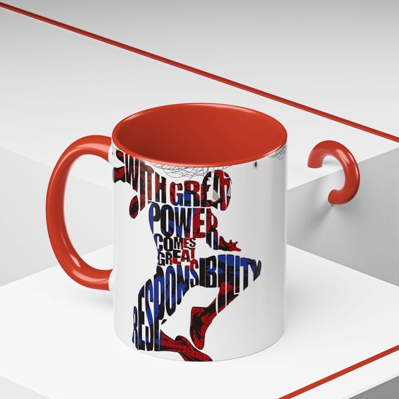 Taza de café de Spider-Man / Con cita inspiradora, silueta de cómic (325 ml/444 ml) imagen 6