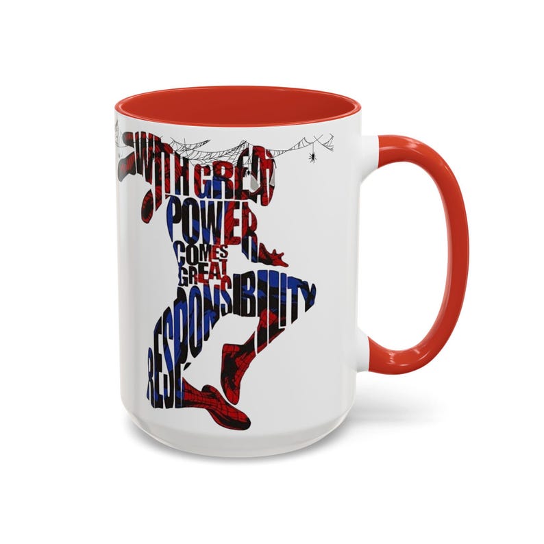 Taza de café de Spider-Man / Con cita inspiradora, silueta de cómic (325 ml/444 ml) imagen 11
