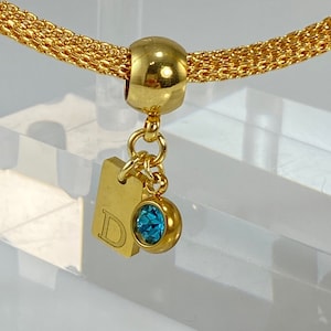 Initial Letter Birthstone Dangle Charm