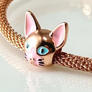 Rose Gold Plated Sterling Silver Cat Charm