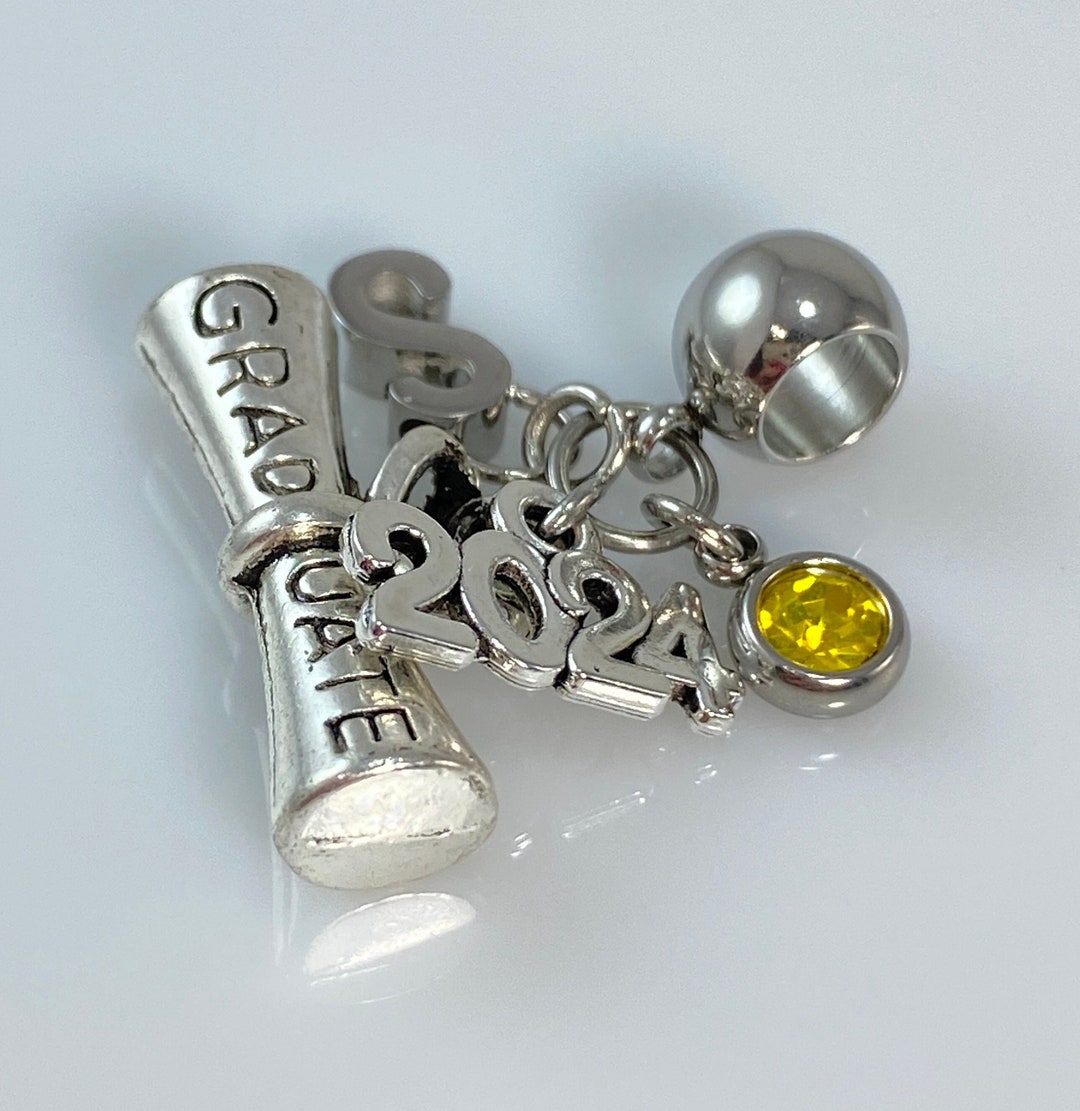 2024 2025 2026 Graduation With Birthstone and Letter Dangle Charm Made ...