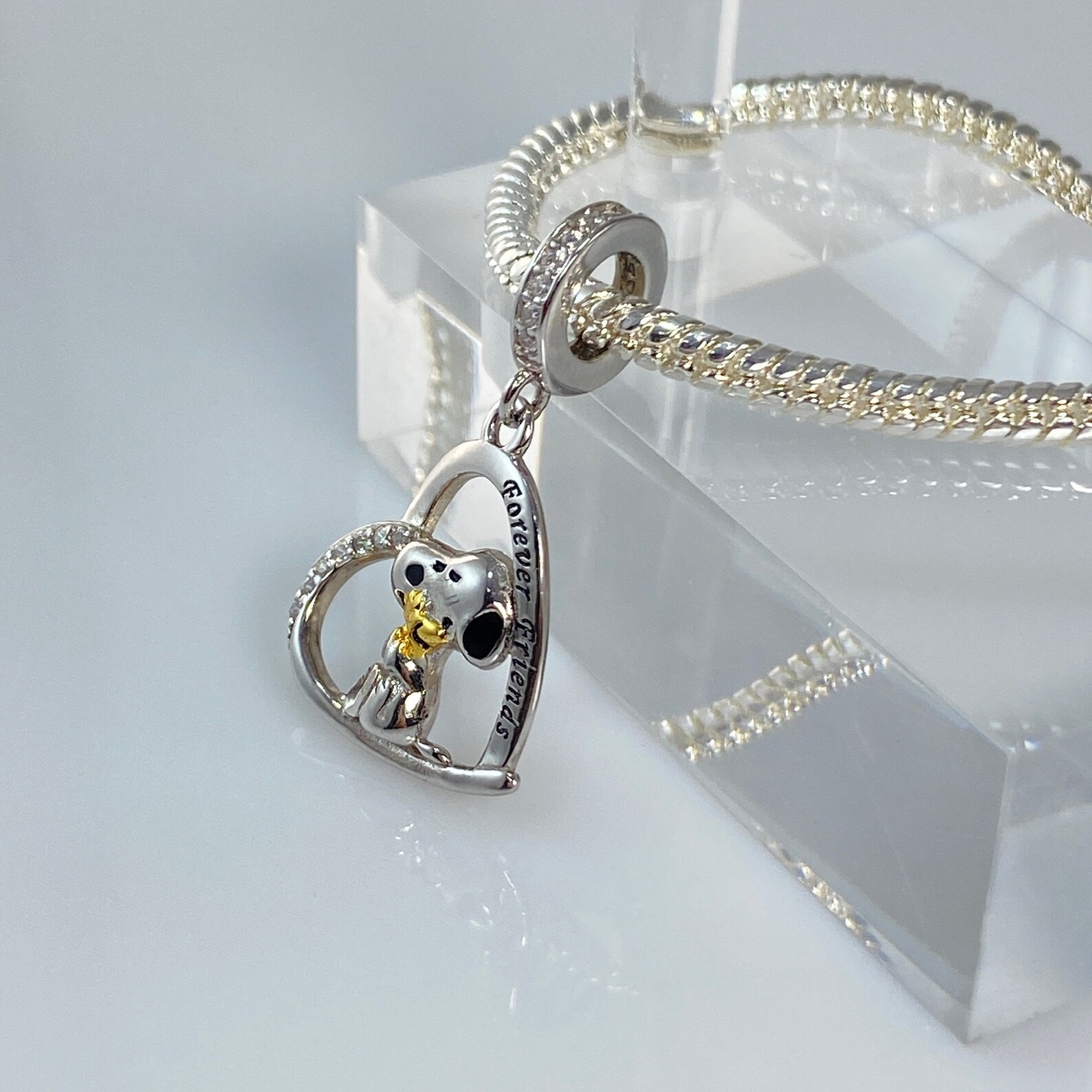 Collana Peanuts Snoopy & Woodstock - Ciondolo A Cuore In Ottone, Senza Pietre Preziose - Foto 11