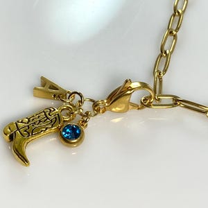 Charm con clip para bota de vaquero con letra y piedra natal