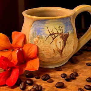 Handmade elk ceramic mug