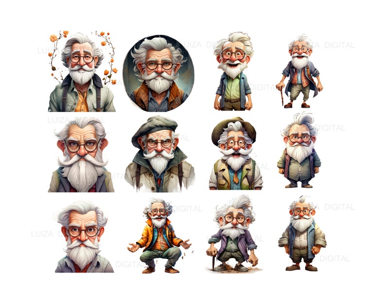 Grumpy Grandpa PNG - Funny Old Man Clipart Bundle (digital Download) - Etsy
