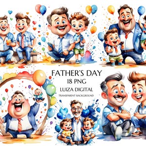 Vatertag Clipart Bundle, Papa, Kinder, verrückte Familie PNG, Familienporträt, Bruder, Schwester, Verrückte, Vatertag, wunderliche Familie Png