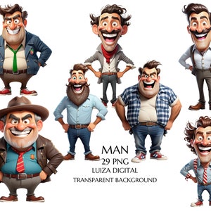 Funny Man Clipart PNG, Family Clipart, Happy Man Clipart, Cartoon Father's day Png, Quirky Father Clipart, Sublimation, Digital download