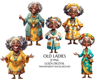 Großmutter png, lustige alte Dame Clipart, Aquarell schrullige schwarze alte Damen Clipart, lustige afrikanische alte Dame Png Oma Geschenk Kommerzielle Nutzung