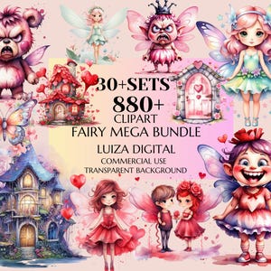 Mega Clipart Bundle, Clipart di fate, PNG fantasy, Decorazioni natalizie, Clipart di compleanno, PNG per cameretta dei bambini, Mega Pack, Download digitale, Uso commerciale