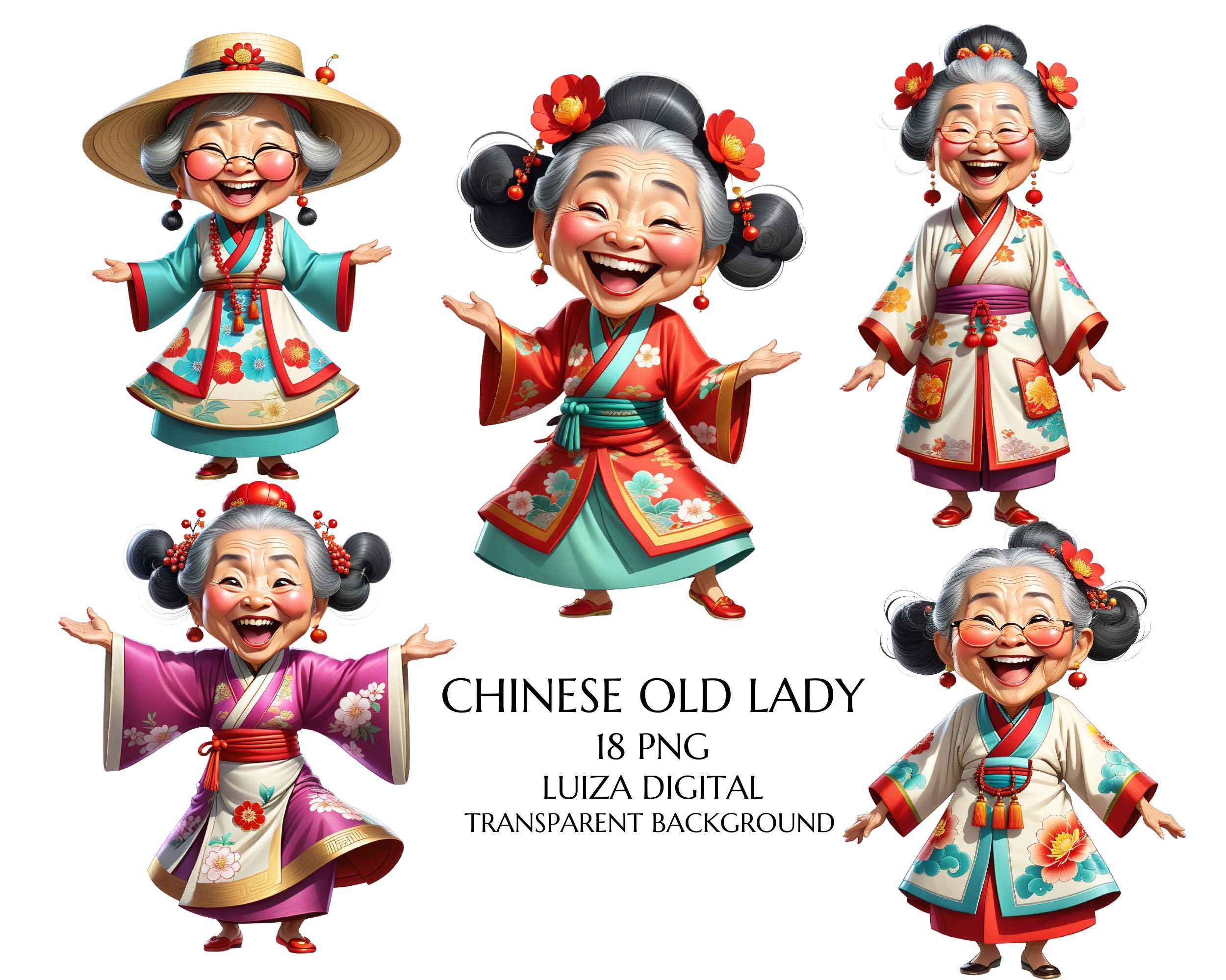 Grootmoeder png, Aziatische oude dame clipart, grappige Chinese oude dame png, eigenzinnige gelukkige vrouw clipart, cartoon, gelukkige oma png, verjaardag oma