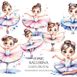 Ballerina Clipart, Ballet Clipart, Watercolor Pink Ballerina, Tutu Girls Clipart, Sport Png, Dance clipart  Digital download, Commercial Use