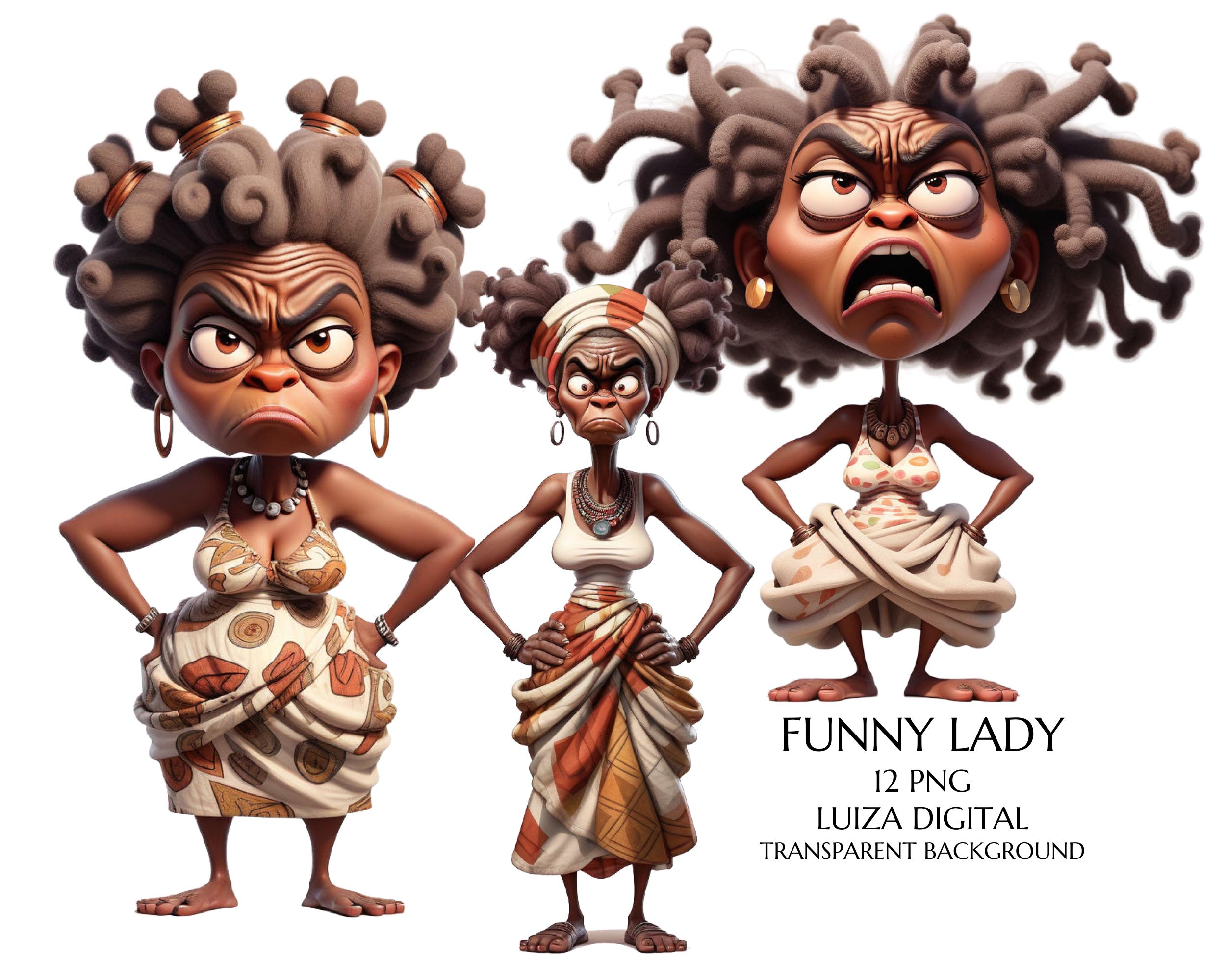 Quirky Black Woman Clipart & Grumpy African Lady PNG - Whimsical ...