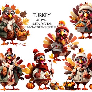 Aquarell Truthahn Clip Art, lustige Thanksgiving-Truthahn, Cartoon Truthahn Clipart, Herbst Clipart, schrulligen Urlaub Clipart, kommerzielle Nutzung,