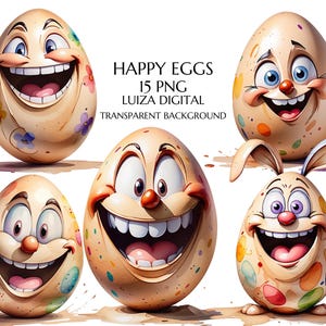 Clipart de huevo de Pascua beige, clipart de primavera, clipart de cara de huevo feliz, sublimación de Pascua, descarga digital, manualidades de papel, uso comercial