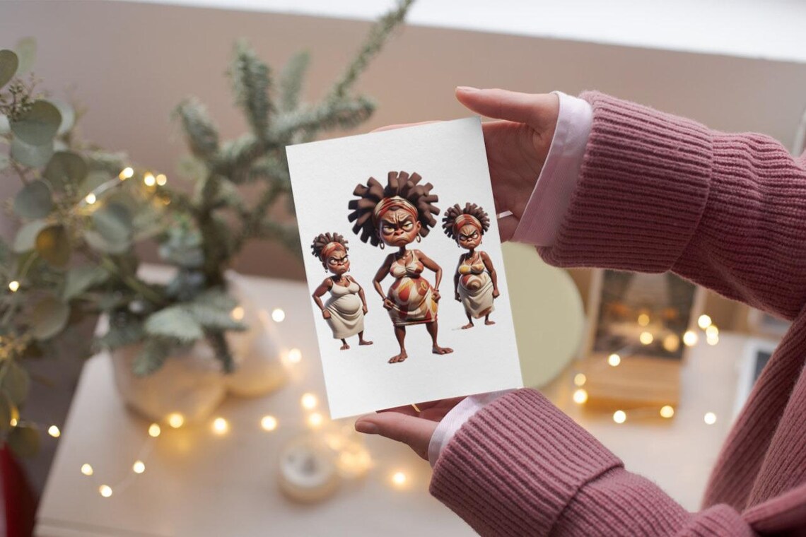 Quirky Black Woman Clipart & Grumpy African Lady PNG - Whimsical ...