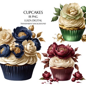 Clipart floral de petit gâteau, petit gâteau de mariage, petit gâteau pivoine, livres de souvenirs, journaux indésirables, scrapbooking, agendas, usage commercial, téléchargement numérique