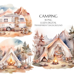 Paquete de imágenes prediseñadas de caravanas bohemias, bonitas furgonetas camper con flores, acogedora vida en furgoneta retro, imágenes prediseñadas de camping, furgoneta de aventura, descarga digital, uso comercial