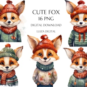 Aquarelle renard Clipart, Clipart Png animaux des bois, Clipart drôle de renard, aquarelle des cliparts numérique, tout usage commercial, téléchargement numérique immédiat
