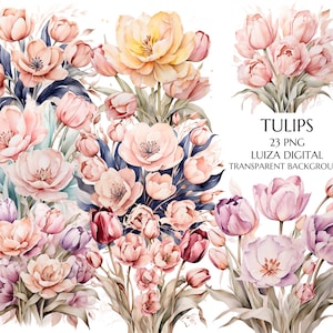 Tulips Clipart, Tulips Bouquet, Spring Bouquet Clipart, Spring Flowers, Wedding Clipart, Wedding Flowers, Birthday png, Digital Download