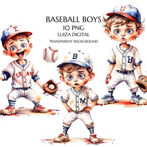 Baseball Boy Clipart – Kids Sport Clipart PNGs for Parties & Crafts