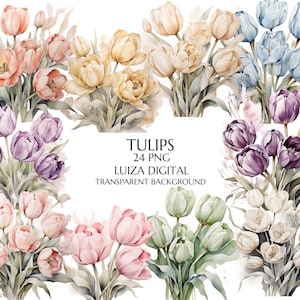 Watercolor Tulips Clipart, Tulips Clipart, Spring Clipart, Spring Tulips, Floral Clipart, Wedding Clipart, Wedding Flowers, Tulips Frames