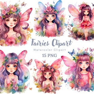 Pink Fairy Garden Clipart, Watercolor Pink Fairy House Clipart, Fairies Watercolor Clipart, Watercolor Magical Garden, Sublimation png