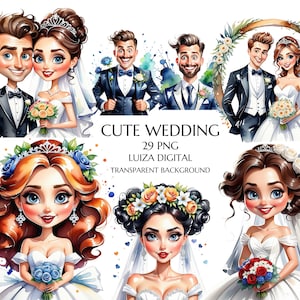 Hochzeit Clipart, Braut und Bräutigam Clipart, Braut und Bräutigam Clipart, Liebe Sublimation Clipart, Braut png