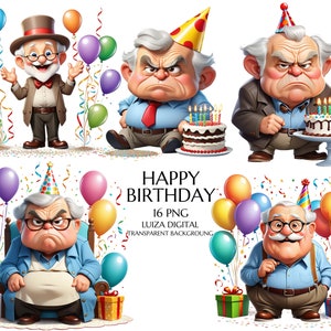 Grand-père png, Clipart anniversaire vieil homme, vieil homme grincheux, Clipart homme, grand-père en colère de dessin animé, Clipart décalé de grand-père, clipart de personnes âgées