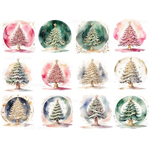 Watercolor Christmas Tree Clipart Bundle, Winter Clipart, Christmas ...