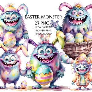 Ostern Monster Clipart, Ostern Clipart, Kinder Ostern PNG, Fantasy Clipart, Kinderzimmer Png, Geburtstag Dekor, Frühling Sublimation Kommerzielle Nutzung