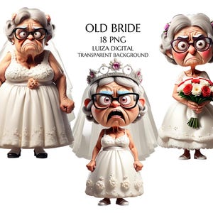 Hochzeit Clipart, Crazy Braut Clipart Bundle, Hochzeit Clipart, Braut Clipart, Grumpy Braut PNG, Liebe Sublimation Clipart, Kommerziell