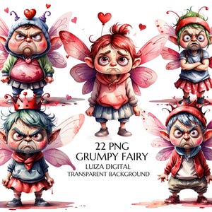 Clipart de hadas de San Valentín, 22 PNG de hadas enamoradas, San Valentín para niños, Clipart de fantasía, Png para guardería, Decoración de cumpleaños, Sublimación, Comercial