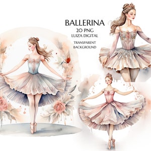 Ballerina Clipart, Cute Ballet Clipart, Dancing clipart, Tutu Girls Clipart, Commercial License, Birthday Invitation, Digital download